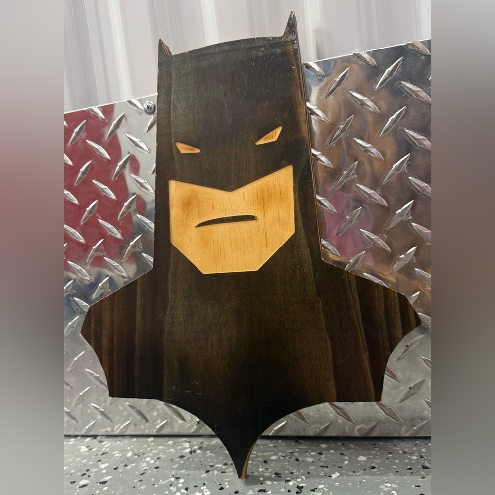 Batman Wooden Signed Wall Art - Black and Tan